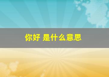 你好 是什么意思